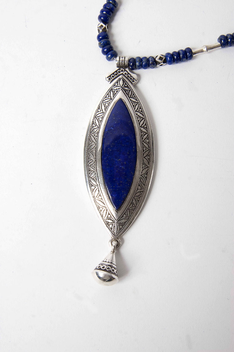 Lapis pendant with small dangle